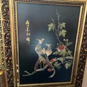 Antique hand embroidery wall art with frame